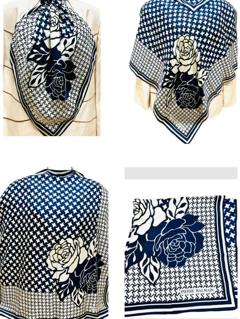 Vintage Pierre Balmain 100% silk scarf satin 30